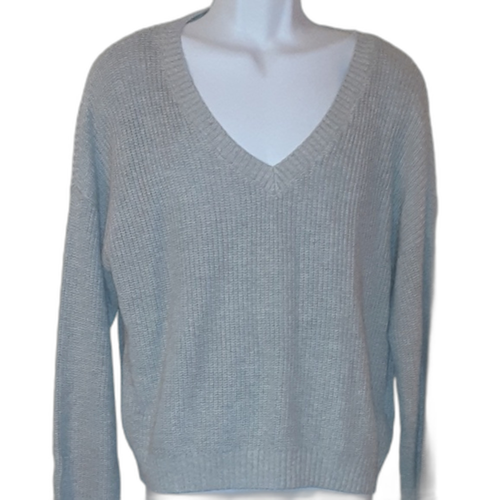 Hollister Small Gray V neck Knit Sweater